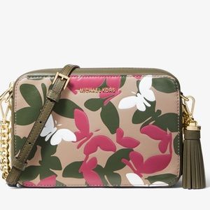 Michael Kors GinnyButterfly Camo Leather Crossbody